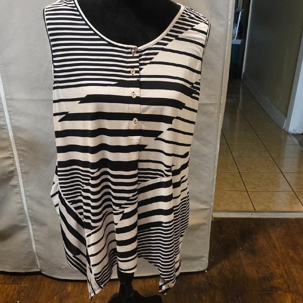 Striped Black and White Women's Top